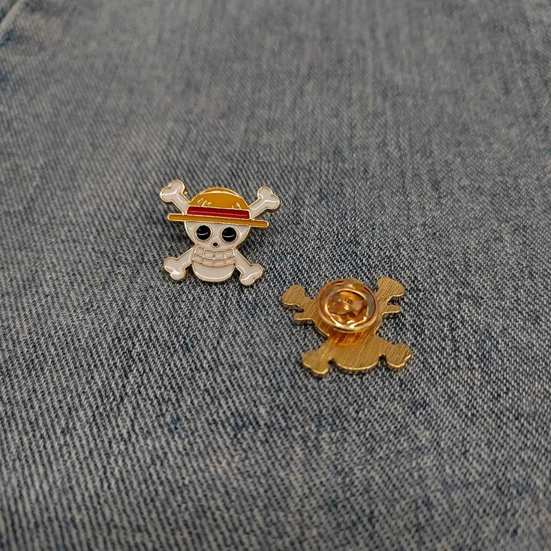 One Piece Straw Hat Crew Metal Pin | Luffy Jolly Roger Badge